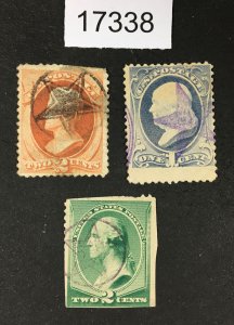 MOMEN: US STAMPS # 183, 206, 213 STAR CANCEL USED LOT #17338