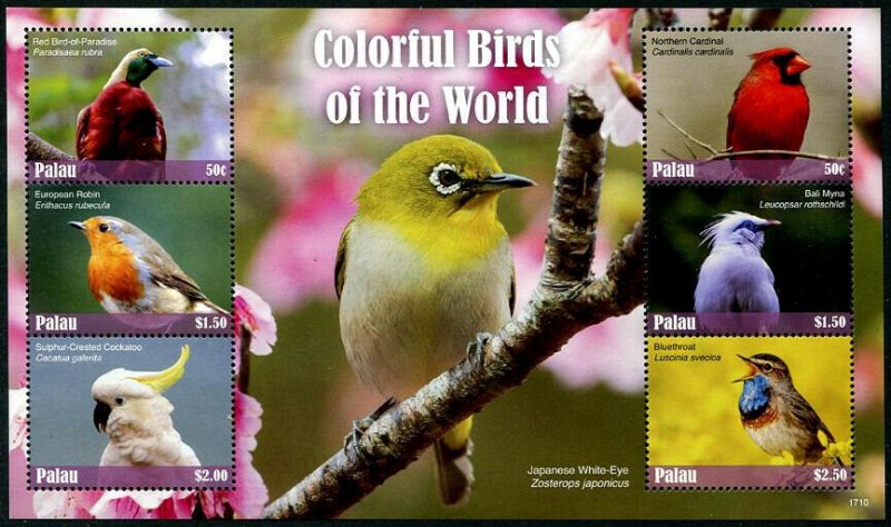 HERRICKSTAMP NEW ISSUES PALAU Colorful Birds Sheetlet #2