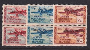 French Equatorial Africa, Scott C12-C14 (Yvert PA17-PA19), Mint pairs (top thins