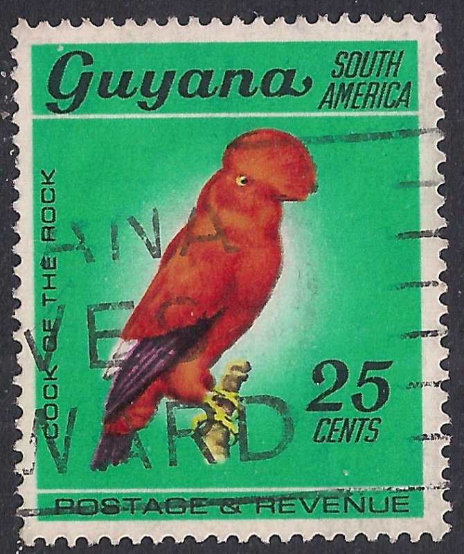 Guyana 1968 QE2 25ct Guianan Cock of the rock Used SG 456 ( F50 )