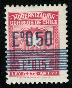 Chile 1973 Postal Tax Stamp of 1972 Surcharged in Blue MNH ** (Т-9195)