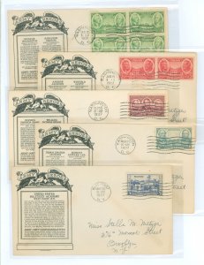 US 785-789 1937 Army Heroes (set of five) on five addressed first day covers with matching Anderson cachets.