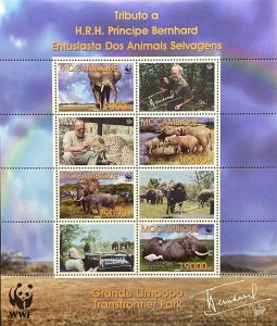 Mozambique MNH S/S Elephants Wildlife 2002 8 Stamps