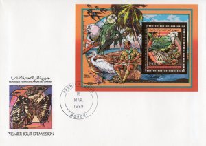 Comoro Islands 1989 Sc#694 Birds/Parrots/Fungi/Scouts Gold S/S Perforated FDC