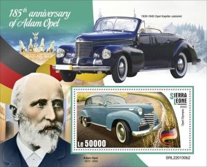 Sierra Leone - 2022 Auto Founder Adam Opel - Stamp Souvenir Sheet - SRL220130b2