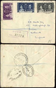 Fiji 1937 Coronation on a Cover