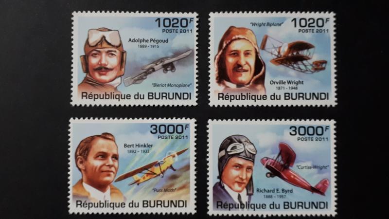 Burundi 2011. - Aviators / planes ** MNH complete set (perforated)