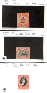North Borneo Postage Stamp, #74, 85, 260 Mint Hinged, 1887