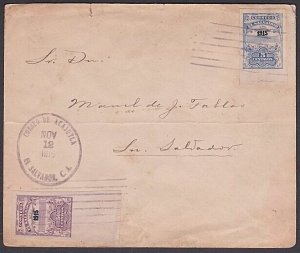 SALVADOR 1915 opt 5c & 50c imperf on cover to San Salvaldor................a2530 