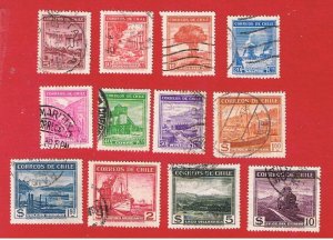 Chile #198-209   VF used  Various Scenes  Free S/H