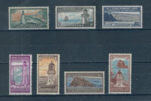 New Zealand 1947 Lighthouses set of stamps. Mint. Sg L42-L49. (Missing L45).