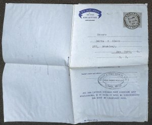 CYPRUS H&G F8 AEROGRAMME STATIONERY MARKS & CLERK LARNACA TO USA 1959