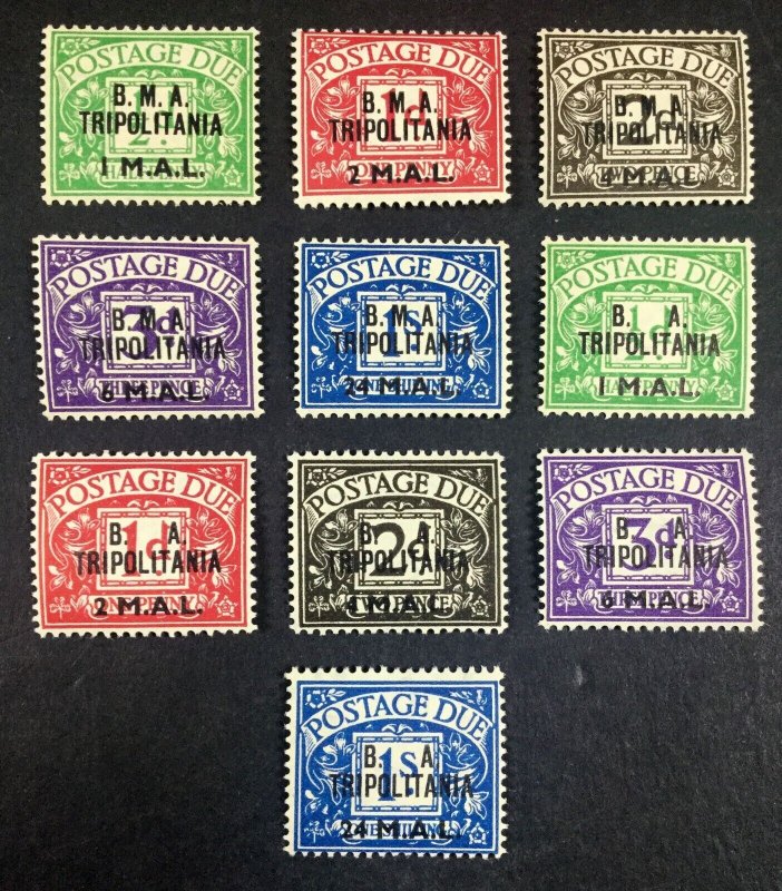 MOMEN: BMA TRIPOLITANIA SG #TD1-TD10 1948-50 MINT OG H £150 LOT #68161*