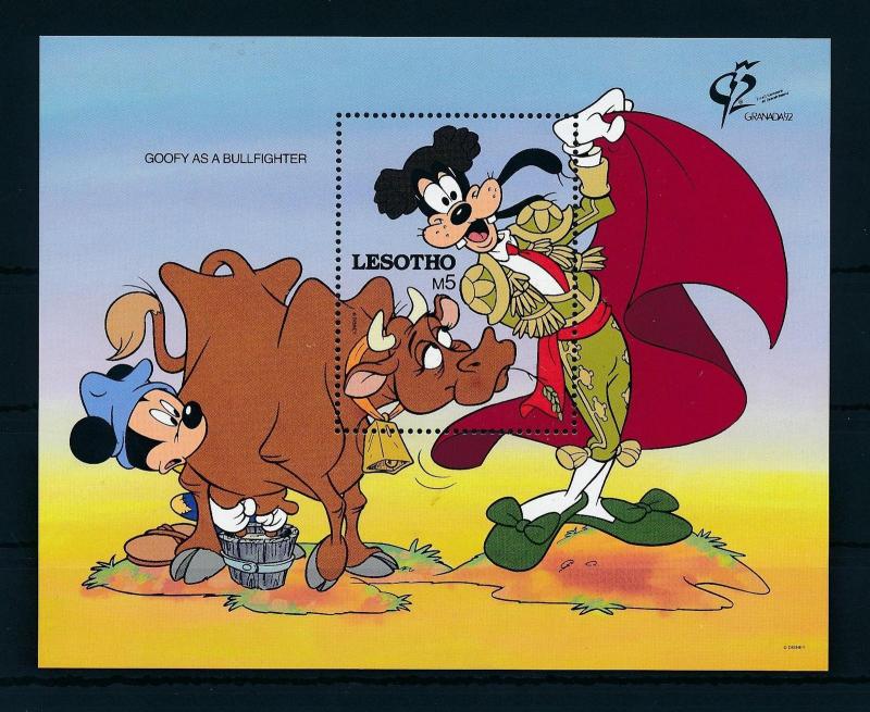 [22316] Lesotho 1992 Disney Goofy as bullfighter MNH