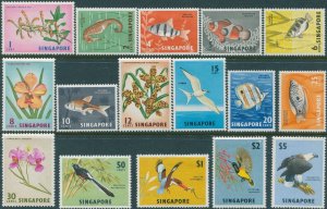 Singapore 1962 SG63-77 Orchids Fish Birds set MLH