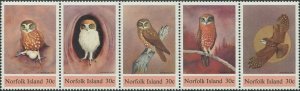 Norfolk Island 1984 SG338-342 Owls strip MNH