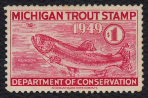 1949 Michigan Trout Stamp, Used **ANY 5=FREE SHIPPING**