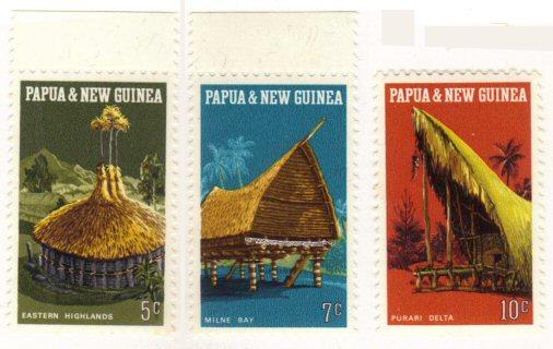 Papua New Guinea #319-21 MNH houses