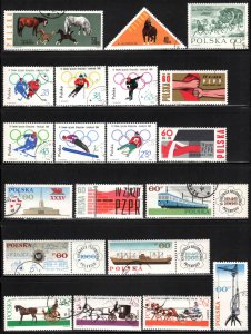 Poland ~ 20 Different 1960's Stamps ~ Used & CTO, MX ~ cv 4.00