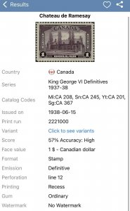 (2) Canada $1 Stamps 1935/1938 SC#351 & SC#367 Used