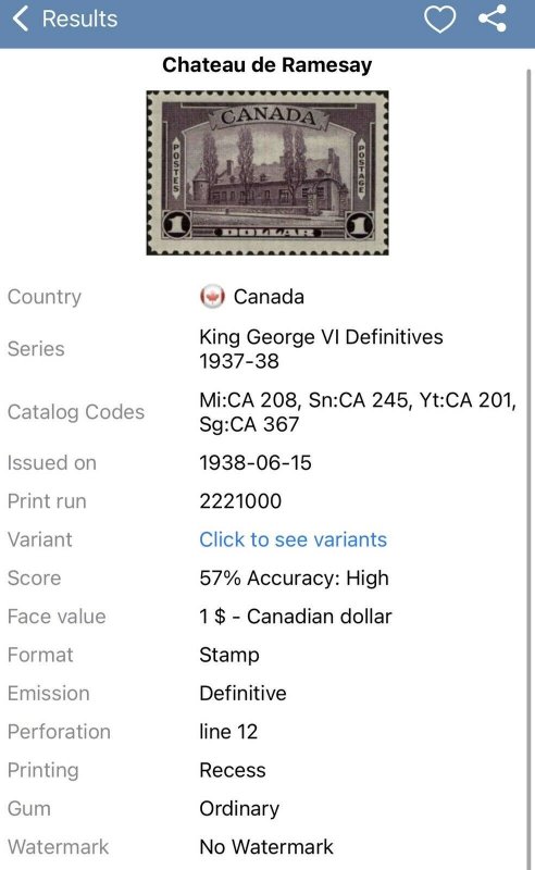 (2) Canada $1 Stamps 1935/1938 SC#351 & SC#367 Used