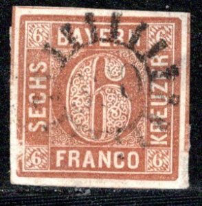 German States Bavaria Scott # 3, used