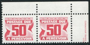 Canada Scott # J40 corner pair - MNH