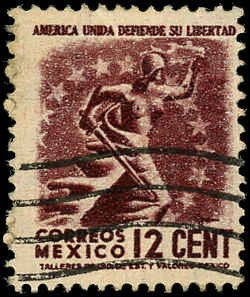 MEXICO Sc 845 F-VF/USED - 1947 12c Libery - Sound Stamp