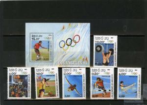 LAOS 1983 SUMMER OLYMPIC GAMES LOS ANGELES SET OF 6 STAMPS & S/S MNH