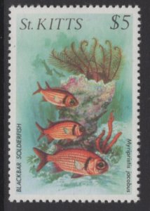 ST.KITTS SG155w 1984 $5 MARINE WILDLIFE WMK INVERTED MNH