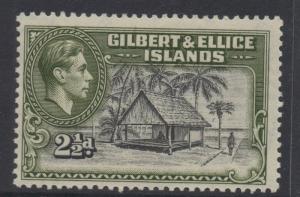 GILBERT & ELLICE ISLANDS;  1938 early GVI issue Mint hinged 2.5d. value