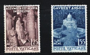 VATICAN 1951 SET OF 2 STAMPS MNH