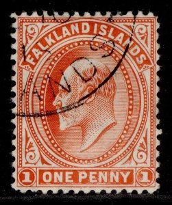 FALKLAND ISLANDS EDVII SG44, 1d vermilion, FINE USED.