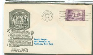 US 755 1935 3c Wisconsin Tercentenary Farley imperf on an addressed (Typed) FDC with an Anderson cachet