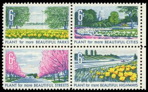 US Sc 1365-68 VF/MNH Se Tenant Block - 1969 Beautification - P.O. Fresh