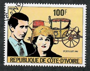 Ivory Coast #594 Prince Charles and Lady Diana used single