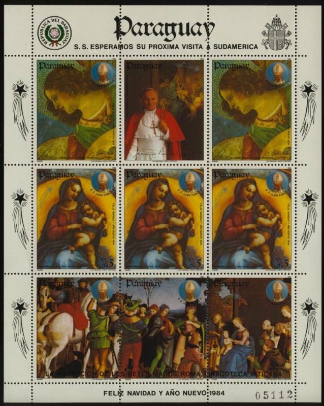 Paraguay 2115 sheet MNH Christmas, Art, Madonna & Child