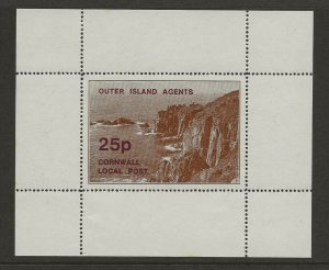 GB 1971 Postal strike, Outer Island Agents 25p Lands end Miniature sheet MNH