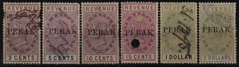 MALAYA - Perak 1888 large 'PERAK' on QV Revenue 3c-$2.