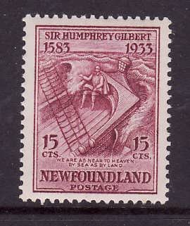 Newfoundland-Sc #222-unused,og,NH 15c ship The Squirrel-id5-1933-