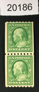 US # 390 MINT OG NH VF COIL PAIR POST OFFICE FRESH CHOICE $22 LOT # 20186