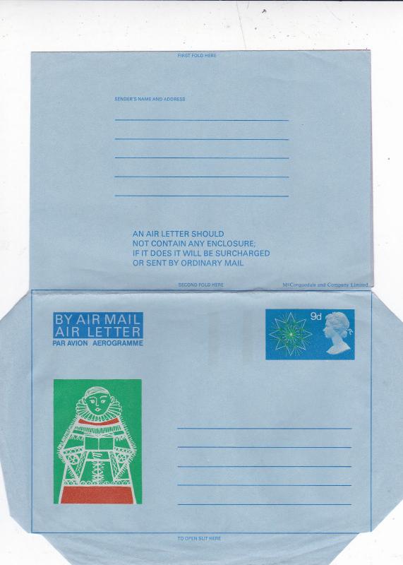 GB Christmas 9d Air letter Unused VGC