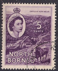 North Borneo 1954 - 59 QE2 5ct Reddish Violet SG 376 ( L341 )