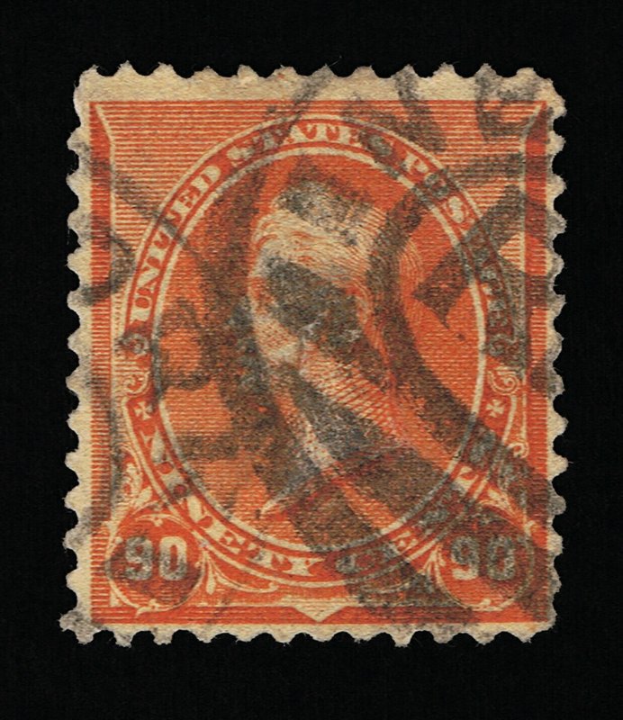 VERY AFFORDABLE GENUINE SCOTT #229 F-VF USED 1890 ABNC 90¢ ORANGE #11531