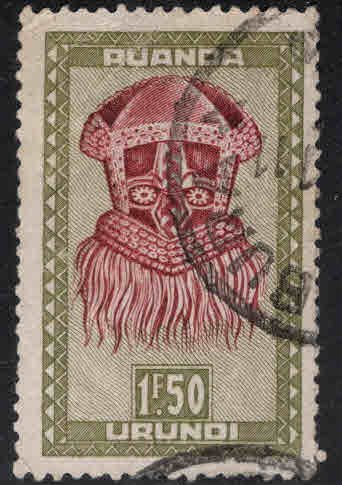 Ruanda-Urundi Scott 100 Used thinned stamp