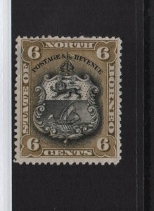 North Borneo 1894 SG73a 6 cents 14 perf mounted mint