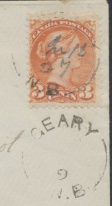 1897 Geary (Sunbury) NB Split Ring On Cover to Fredericton Manuscript Date