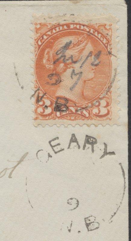 1897 Geary (Sunbury) NB Split Ring On Cover to Fredericton Manuscript Date