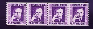 US SC #1305C DULL GUM CLP STRIP OF 4 MNH -EUGENE O'NEILL $1  1973