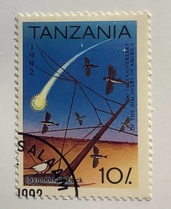 Tanzania 1992 Scott 986 CTO - 10sh,  Symbols of Luck, Discovery of America